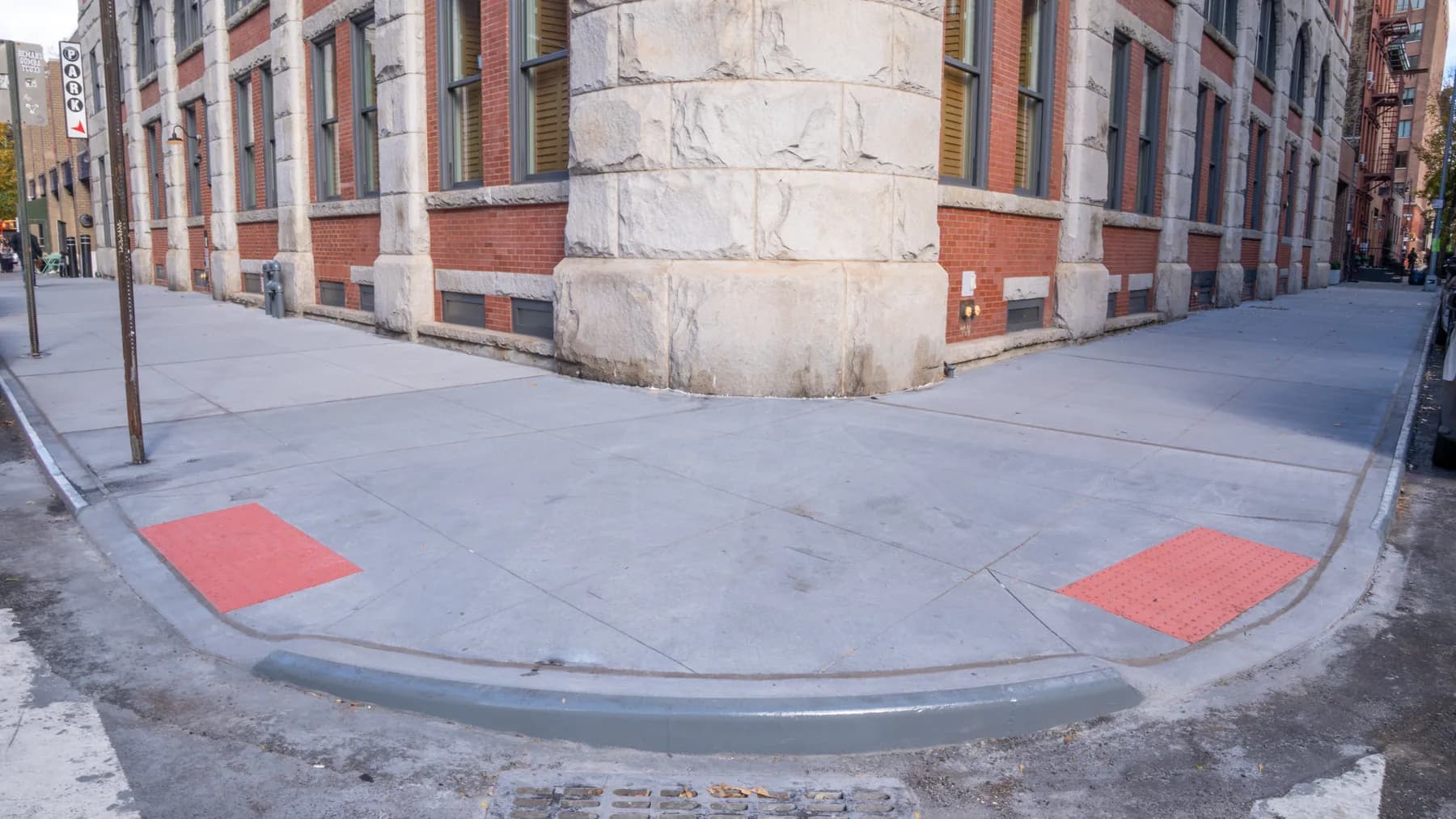 Completed curb ramp and tactile panels at 275 West 10th Street