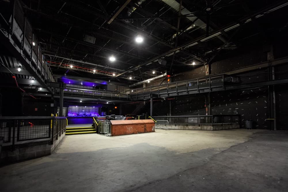 Completed performance floor with surrounding mezzanines